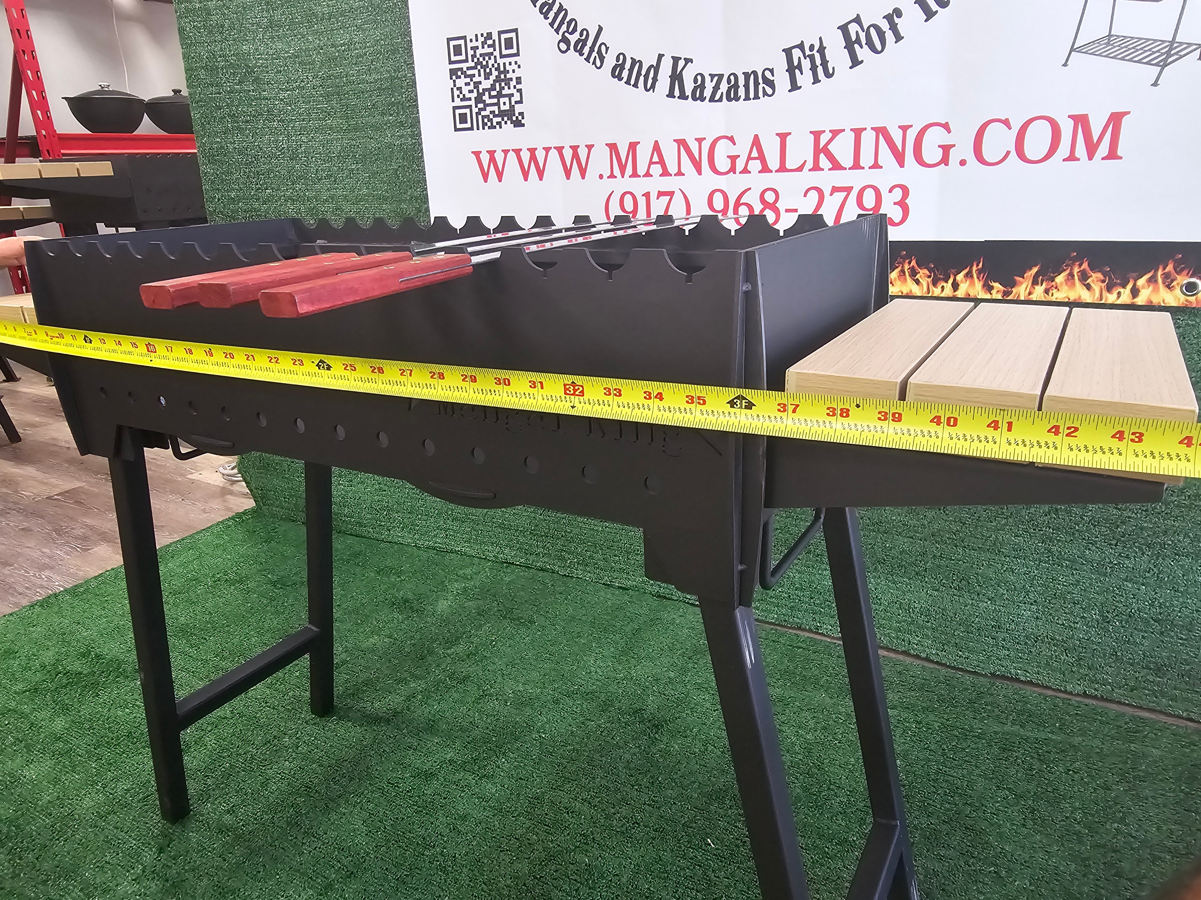 Andijan Collection  Mangal for kabob Heavy quality 3mm Thick with 2 shelfs