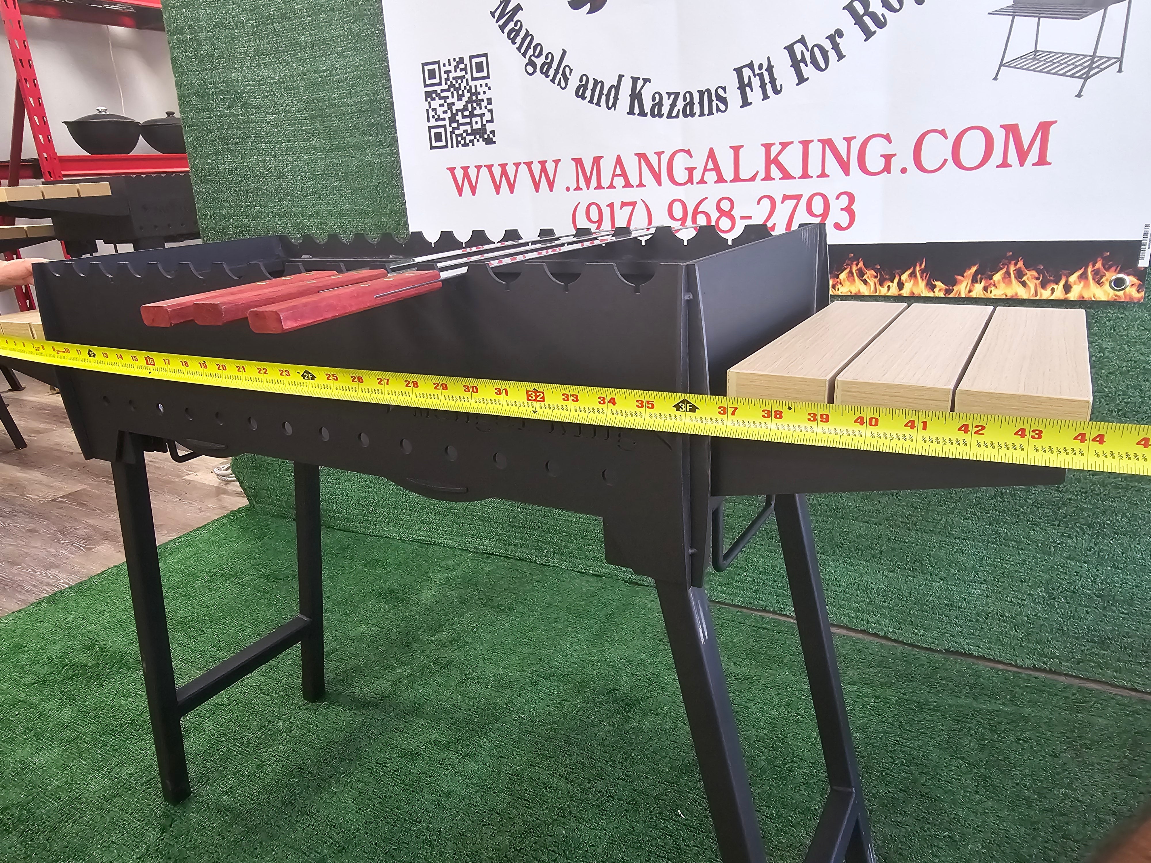 Andijan Collection  Mangal for kabob Heavy quality 3mm Thick with 2 shelfs