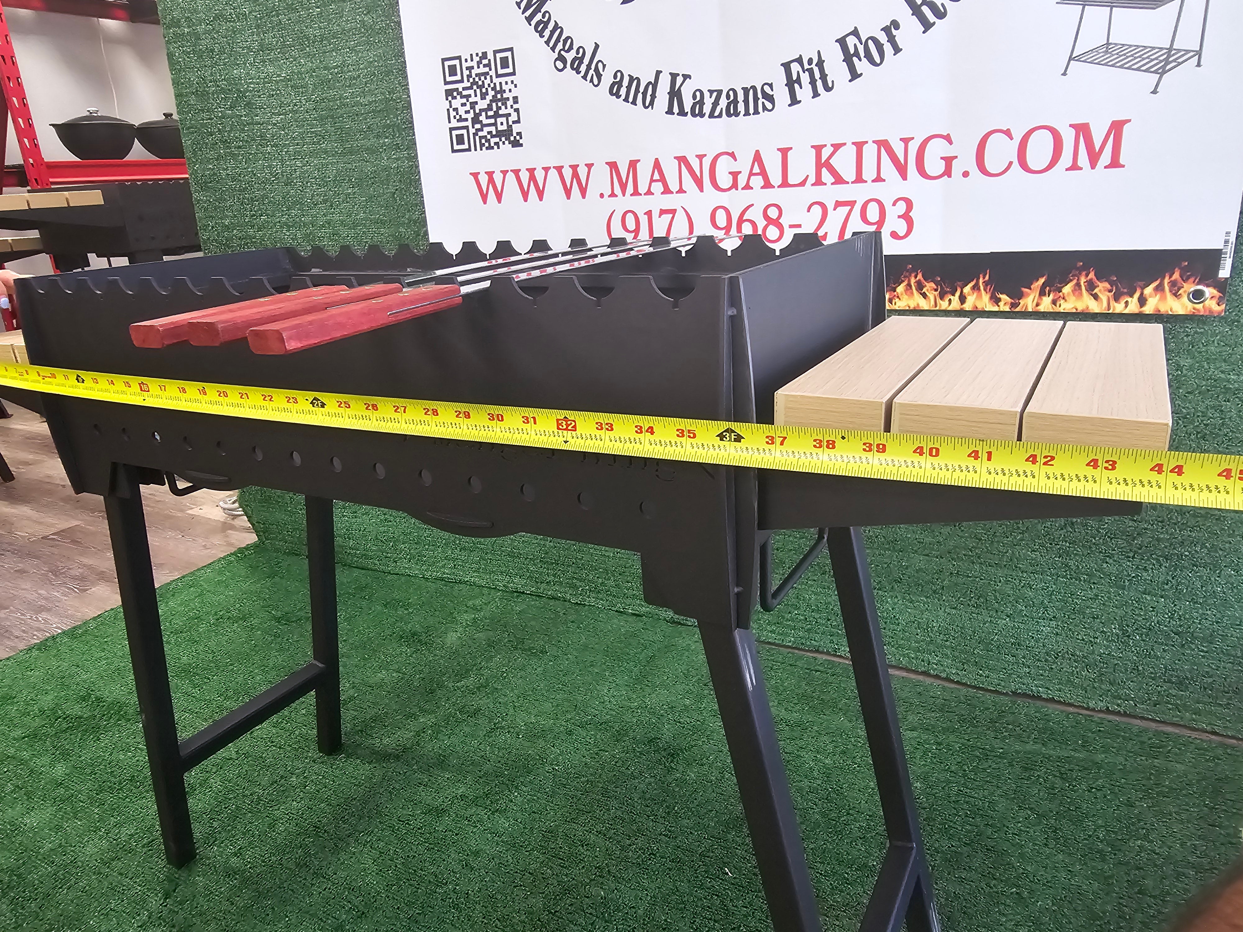 Andijan Collection  Mangal for kabob Heavy quality 3mm Thick with 2 shelfs