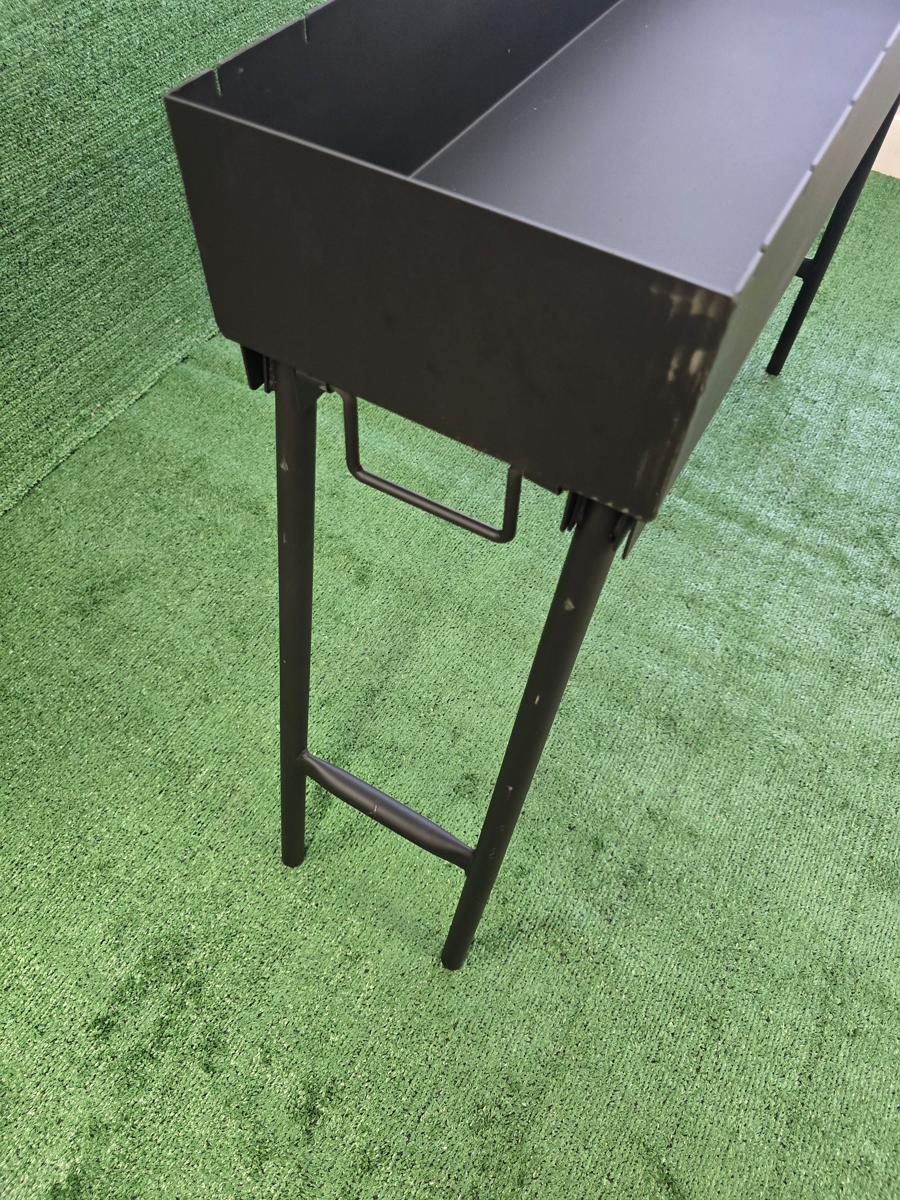 The Mangal King, Mangal portable charcoal grill with fold down legs 1 meter long with side shelf