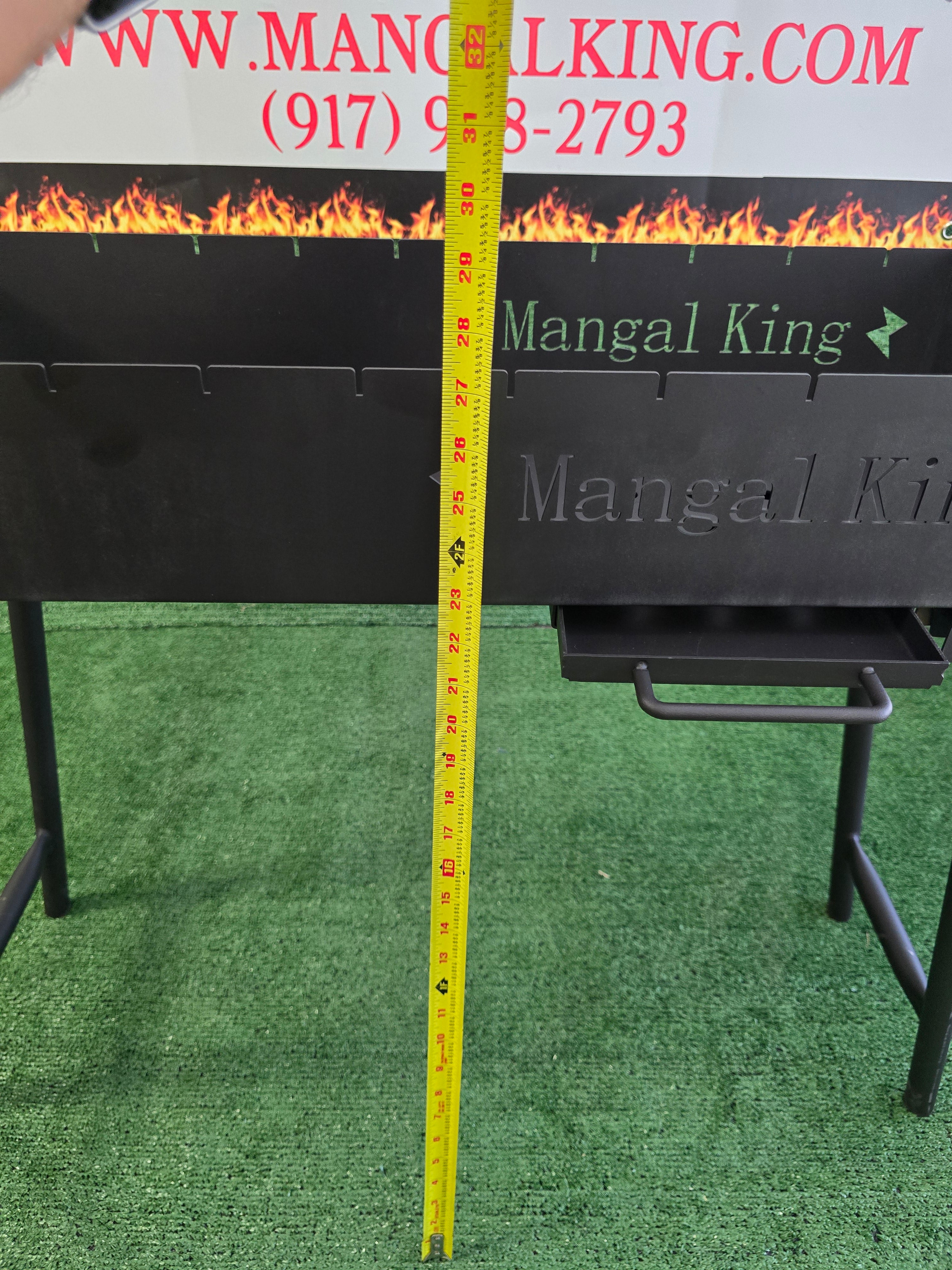 The Mangal King,  compact Mangal portable charcoal grill with fold down legs 27.5 inches long