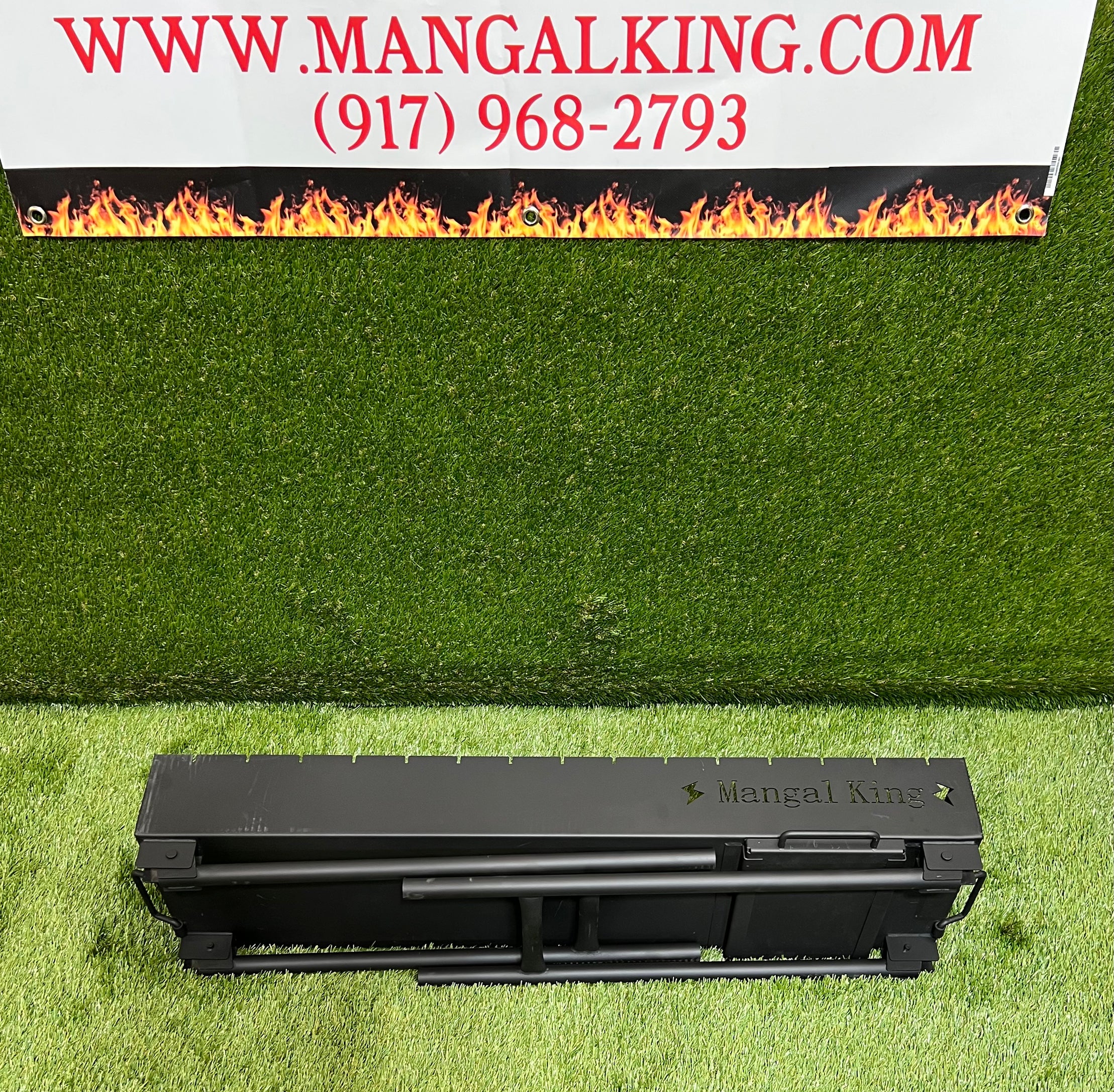 The Mangal King, Mangal portable charcoal grill with fold down legs 1 meter long