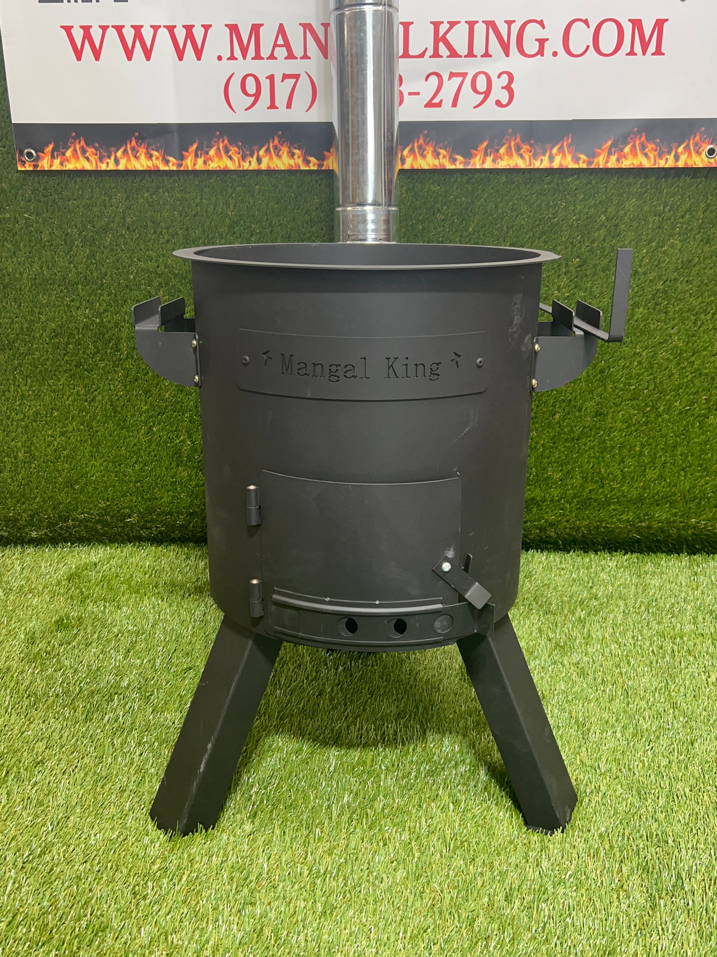 Uchag Oshton with chimney and damper wood burning oven for Cast iron Kazan for making Plov by Mangal King